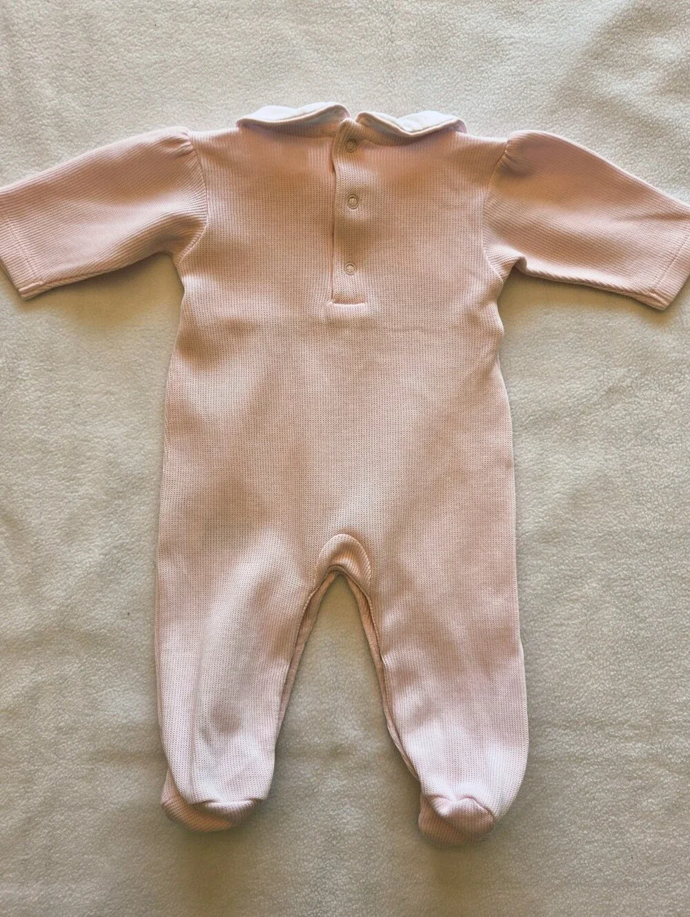 Kissy Kissy Premier Hand Smocked Pink Footie With Collar